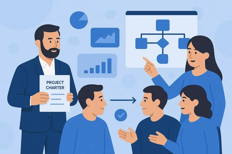 Illustration of a project charter documentation process in IT consulting